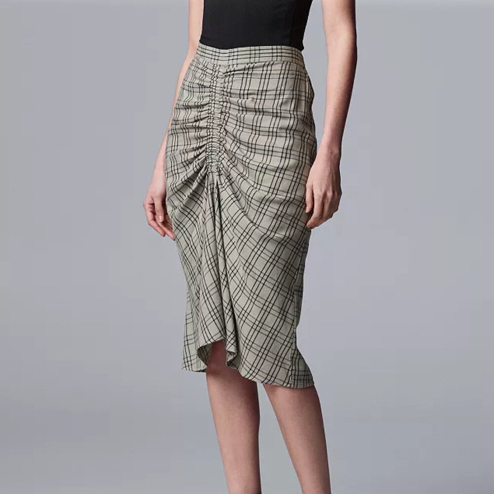 Vera Wang Rouched Midi Fit Skirt (L)